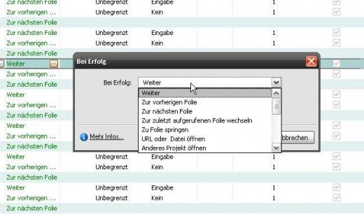 Das Fenster Erweiterte Interaktion