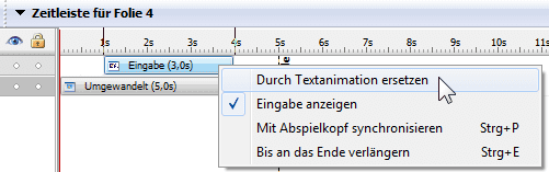 Eingabeanimation durch Textanimation ersetzen