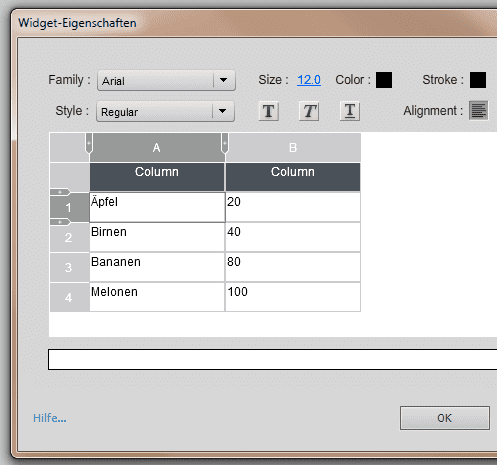 Widget-Eigenschaften