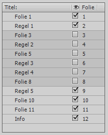 Mehrere Folien im Inhaltsverzeichnis ausblenden