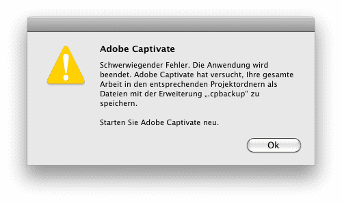 Meldung Automatisches Backup bei Absturz