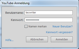 Youtube-Anmeldung
