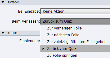 Die Aktion "Zurück zum Quiz"