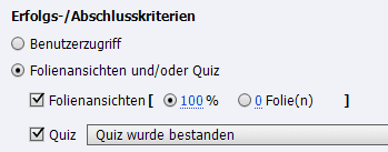 Erfolgs- / Abschlusskriterien