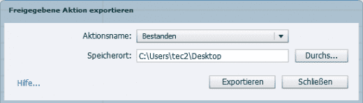 Erweiterte Aktion exportieren