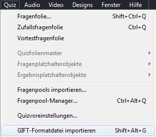 Menüeintrag "GIFT-Formatdatei importieren"