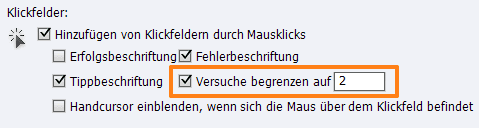 Die Option "Versuche begrenzen auf"