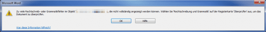 Fehlermeldung aus Microsoft Word