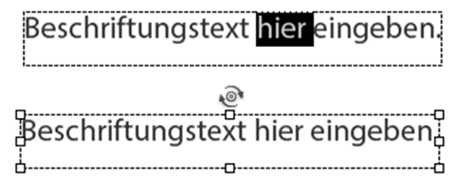 Textebene (oben) vs. Objektebene (unten)