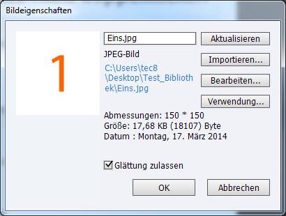 Das Fenster "Bildeigenschaften"
