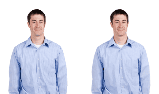 Person mit hoher Auflösung (links) / Standardauflösung (rechts)