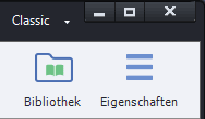 Die Schaltflächen Bibliothek und Eigenschaften
