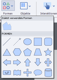 Das Werkzeugleistenmenü Formen