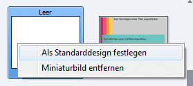 Die Funktion Als Standarddesign festlegen