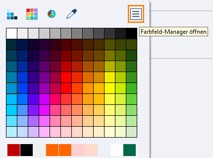 Der Farbfeldmanager im Menü Füllung