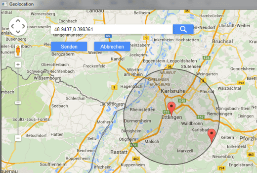 Die Ortsangabe in Google Maps