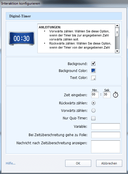 Das Fenster Interaktion konfigurieren