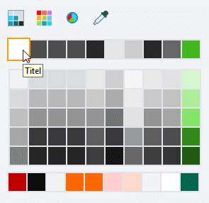 Tooltips im Menü Designfarben