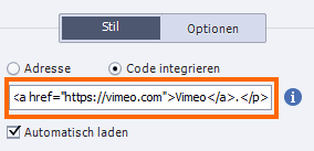 Web-Objekt über HTML-Code einbetten