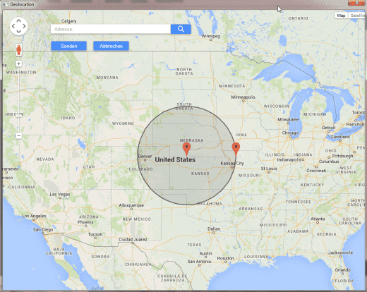 Das Fenster Geolocation