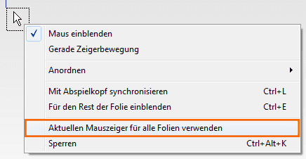 Aktuellen Mauszeiger für alle Folien verwenden