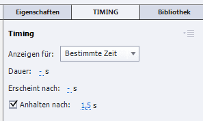 Timing-Einstellungen einer Objektgruppe