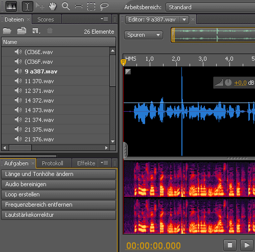 Die Oberfläche von Adobe Soundbooth CS4