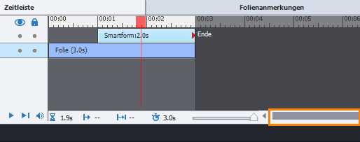 Horizontaler Scrollbalken der Zeitleiste