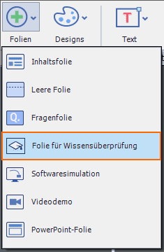 Folie für Wissensüberprüfung einfügen 