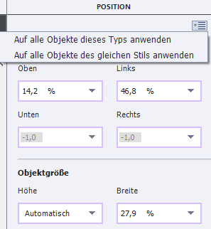 Positionseigenschaften übertragen