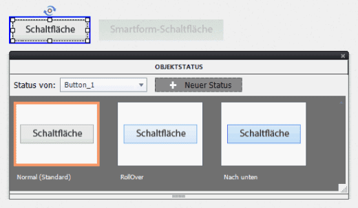 Schaltfläche (aus der Werkzeugleiste) mit vorfomatierten Status