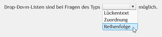 Lückentext-Frage mit Drop-Down-Liste