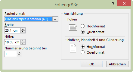 Foliengröße in PowerPoint einstellen