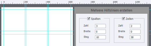 Stege bei mehreren Hilfslinien