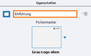 Folie in den Eigenschaften benennen