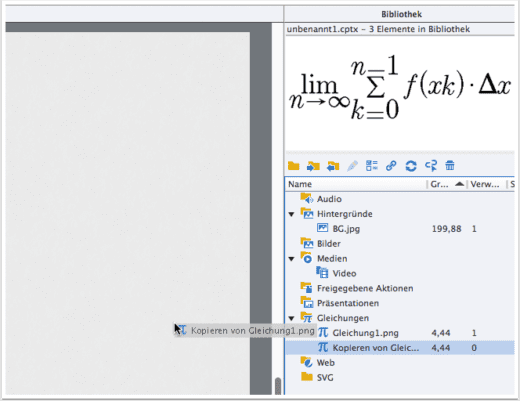 Gleichung per Drag & Drop einfügen