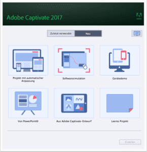 Oberfläche Captivate 2017