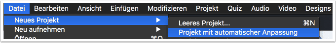 Projekt mit automatischer Anpassung