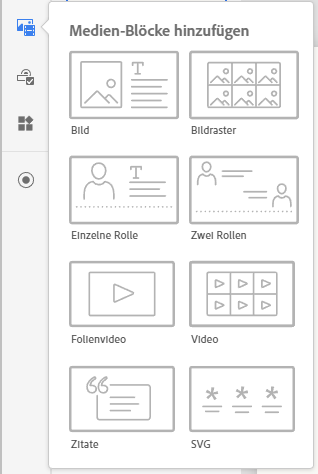 Auswahl an Medienblöcken