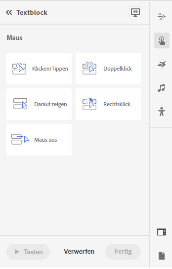 Funktionsleiste Interaktionen